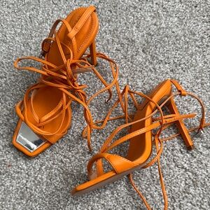 SCHUTZ Vibrant Orange Strappy Heels